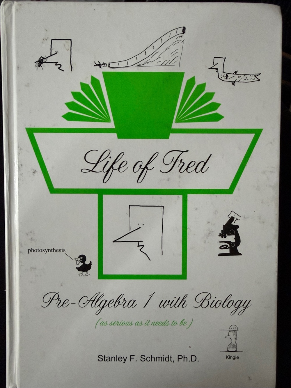 Life of Fred Pre-Algebra 1 with Biology - White & Bright Green Cover